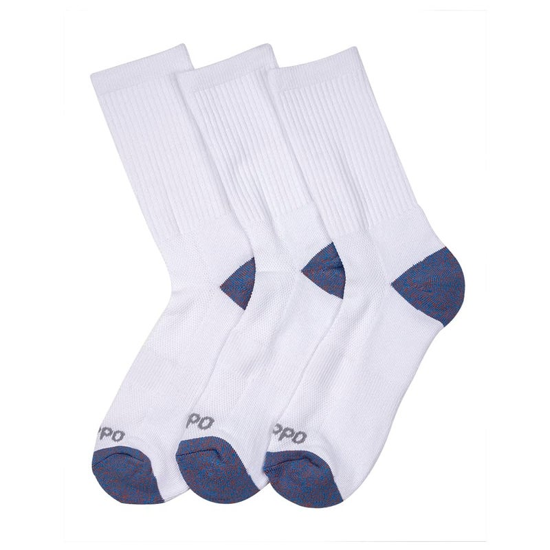 Oddball Menâ€™s Performance Crew Socks XXL (Size 15-18) | 3-Pack Large Athletic Socks with COOLMAX Cotton Blend, Arch Support & Seamless Toe, White - Image 2